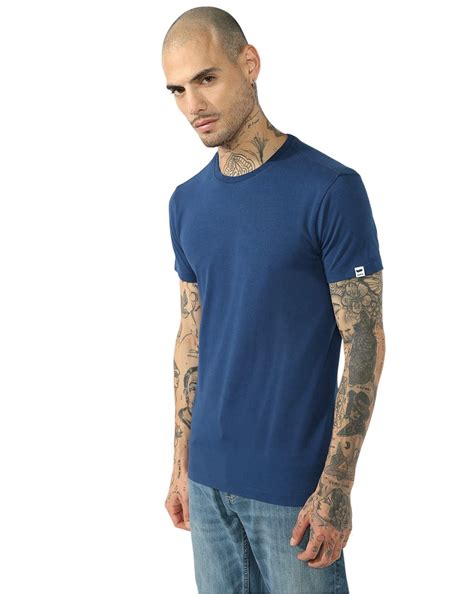 Cotton Spandex Solid Slim Fit Tee