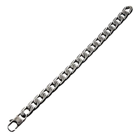 Buy Silver Tone Stainless Steel 11mm Curb Chain Bracelet - INOX Jewelry ...