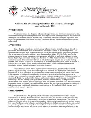 Fillable Online Criteria for Evaluating Podiatrists for Hospital ...