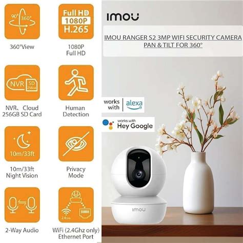 IMOU Ranger S2 IPC-DK2-3H1W 3MP Pan Tilt/Indoor/Two-Way Talk/ Night ...