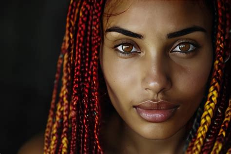 Vista anteriore bella donna con trecce | Immagine generata dall'IA