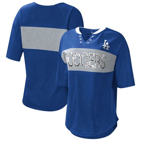 Touch /Gray Los Angeles Dodgers Lead Off Notch Neck T-Shirt | Academy