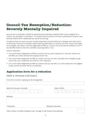 Fillable Online Council Tax Exemption/Reduction: Fax Email Print ...