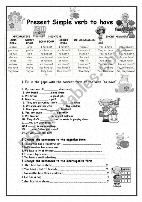Image result for Simple Present Have Worksheet