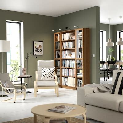 BILLY / OXBERG bookcase combination w glass doors, brown walnut effect ...