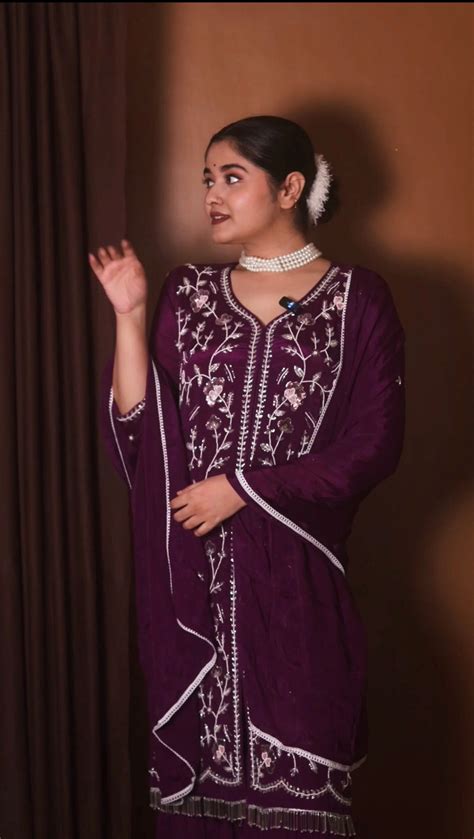 Purple Embroidered kurti sharara set with dupatta – Prisachi Official