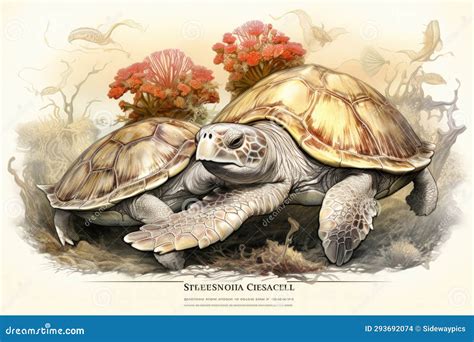 Ancient Sea Turtles, Carrying Entire Ecosystems on Their Colossal Shells - Generative AI Stock ...