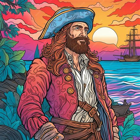 Premium Photo | Colorful Charles Vane Pirate Artwork For Kids Coloring Book