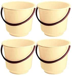 Kuber Industries 4 Pieces Unbreakable Strong Plastic Bathroom Bucket 13 ...