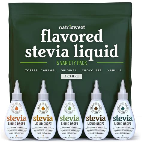 Buy Flavored Stevia Liquid Drops 5 Flavor Variety Pack, 2 Fl oz ...