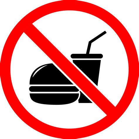 No food allowed sign symbol icon, prohibition sign red circle ...