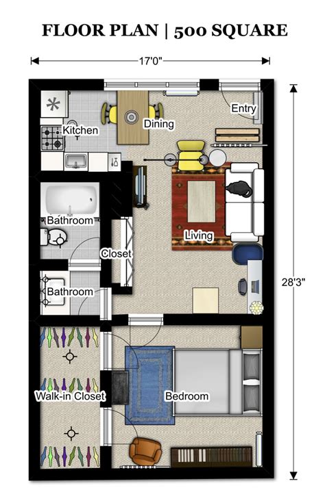 Floor Plans 500 Sq Ft Studio Apartment Layout - Fitzgerald Constance