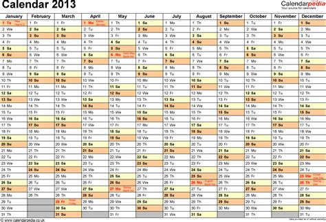 Calendar 2013 UK with bank holidays & Excel/PDF/Word templates