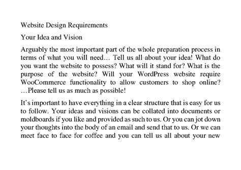 UNIT 2 - Its a note - Website Design Requirements Your Idea and Vision ...