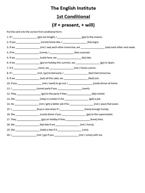 Image result for First and Second Conditional Exercises PDF