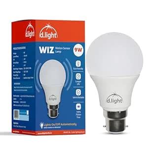 Buy dlight 9 Watt Motion Sensor LED Bulb for Home | 4 Mtr Sensor Area ...