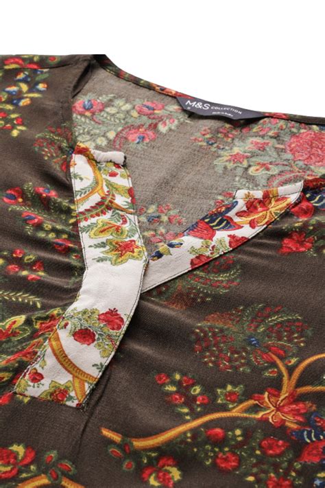 Marks & Spencer Coffee Brown & Red Floral Print Top – I am brand