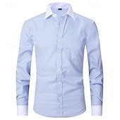 Men's Dress Shirt French Cuff Shirt Collared Shirt Striped Wedding Work ...