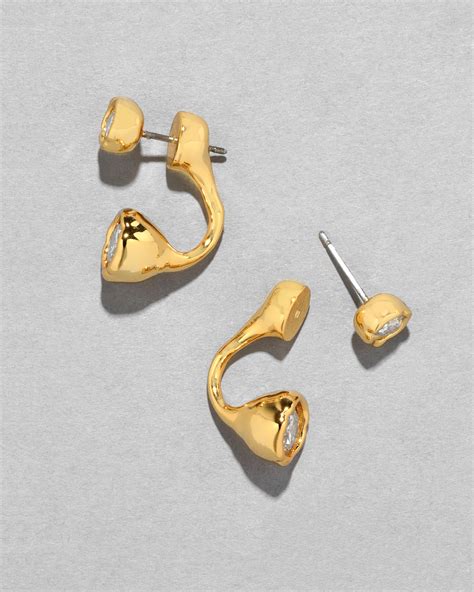 Asterales Gold Front Back Earrings | Gold Crystal Front Back Earrings