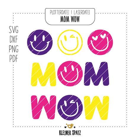 Plotterdatei, Laserdatei Motiv MOM WOW - Lachen | Smiling | Happy ...