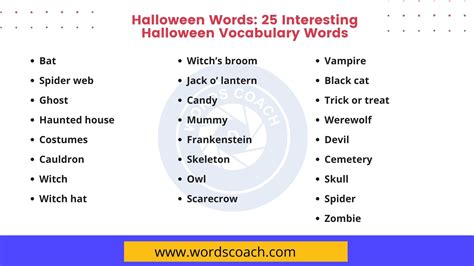 Halloween Words: 25 Interesting Halloween Vocabulary Words - Word Coach