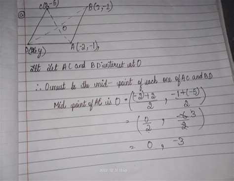 The coordinates of vertices of a parallelogram ABCD are A(-2, -1), B(2 ...