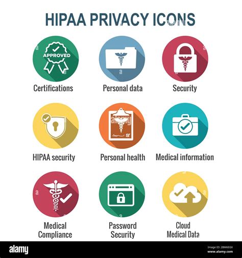 HIPAA Compliance icon set - hippa image involving medical privacy Stock ...