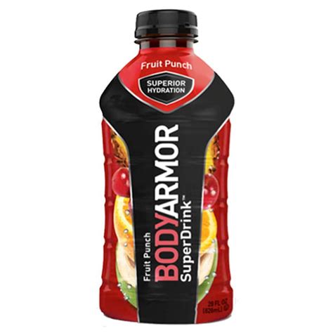 Body Armor Fruit Punch Sports Drink 28 oz Plastic Bottles - Pack of 12 ...