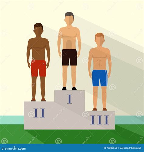 Three Ranking Winners Standing on the Winning Podium Stock Illustration - Illustration of ...