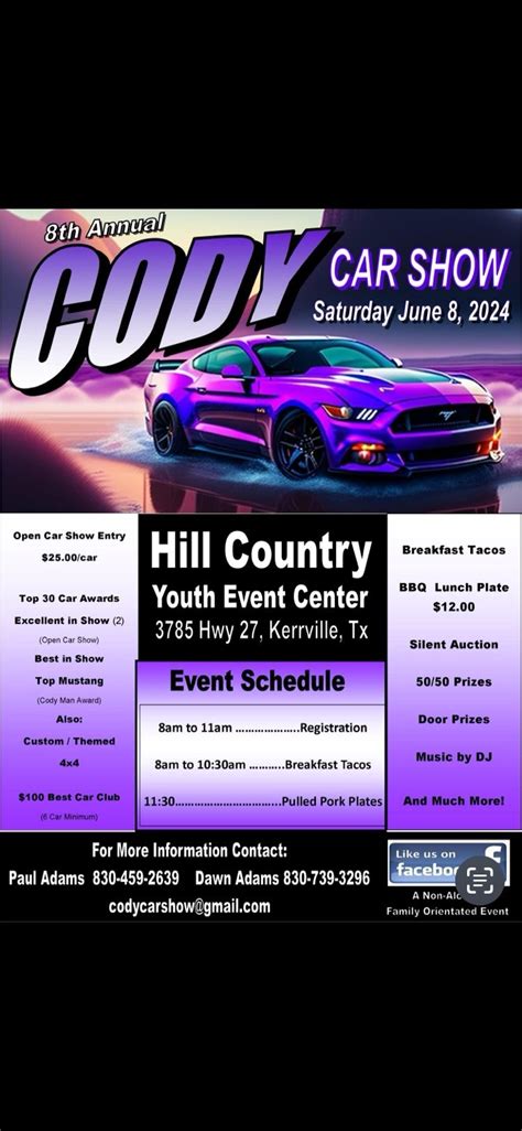 8th Annual Cody Car Show ?, Hill Country Youth Event Center, Kerrville ...