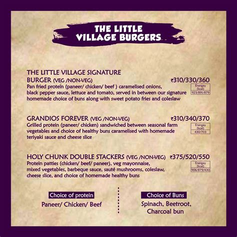 Menu at The Little Village, Hyderabad