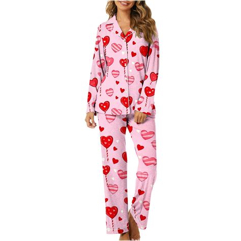 Iyufng Womens Pajama Sets Long Sleeve,Valentines Clearance Pajama Sets ...