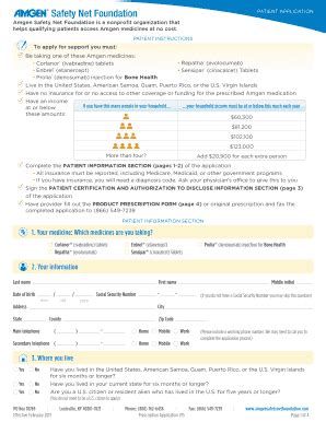 2017 Form Amgen Safety Net Foundation Patient Application Fill Online ...