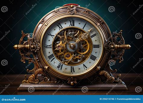 Vintage Clock with Mechanism Vintage Clock with Uncovered Clockwork ...