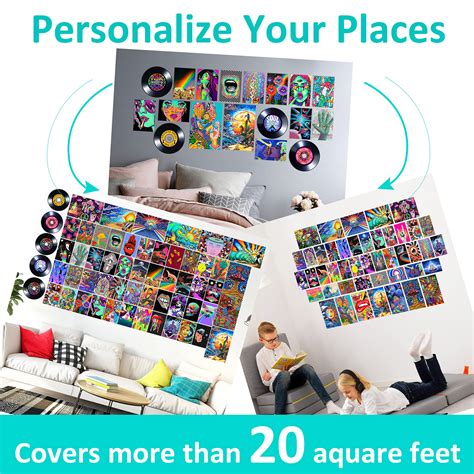 Buy AWKAEIN 100PCS Hippie Trippy Aesthetic Photo Collage Kit for Wall ...