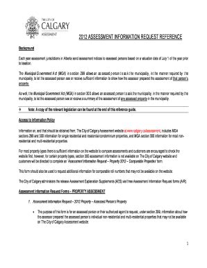 Fillable Online calgary 2012 assessment information request reference ...