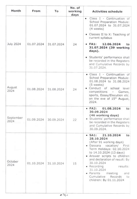 Academic Calendar for the year of 2024 - 2025