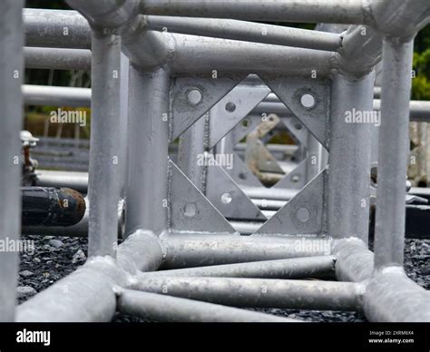Metal parts of the stage are stacked on top of each other Stock Photo ...