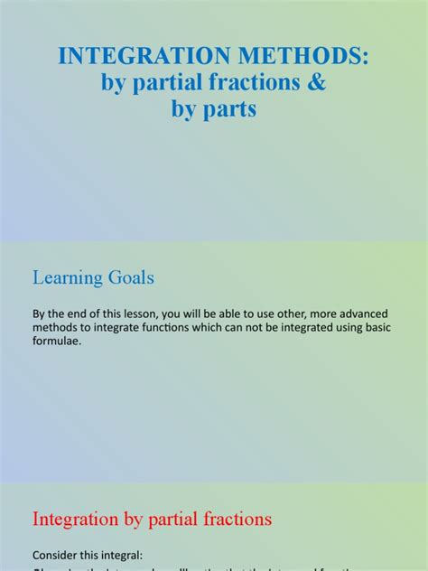 Integration - Partial Fractions - by Parts | PDF | Integral | Equations