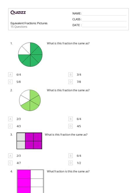 Image result for 4th Grade Math Worksheets Equivalent Fractions