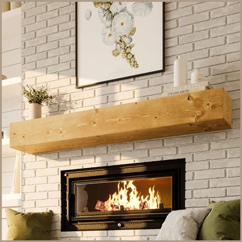 Avana Rustic Fireplace Mantle Shelf 60 Inches - Handcrafted Wood ...