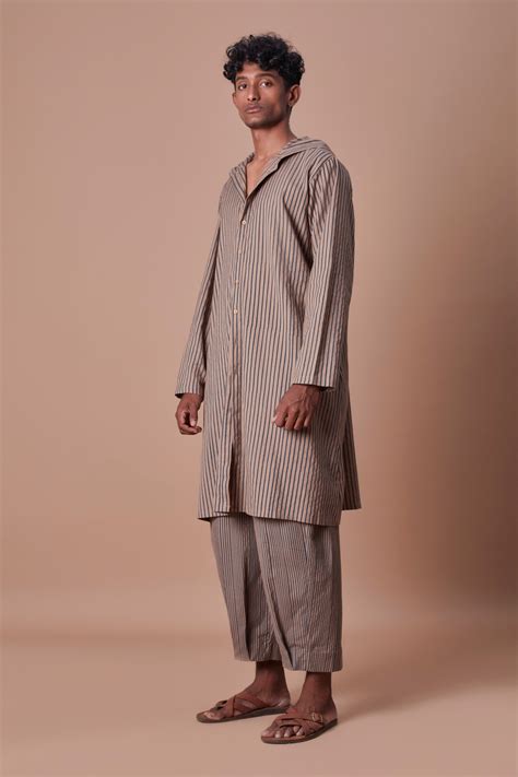 Hooded brown striped set - Elahe