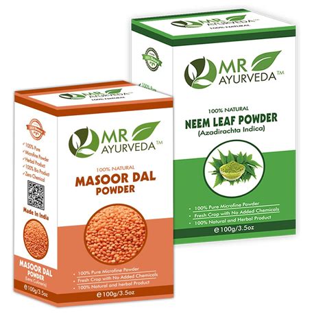 MR Ayurveda 100% Organic Masoor Dal Powder & Neem Powder - Set of 2 ...