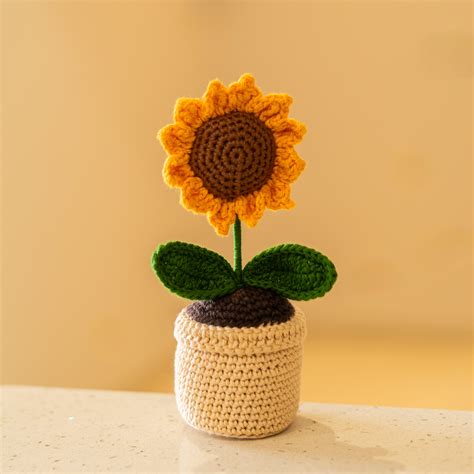 Crochet Sunflower Pot – Guldasta Flower for Home Décor | The Zappy Box