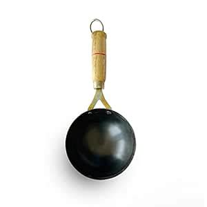 Kichera 5 Inch Pre-Seasoned Iron Tadka Pan with Wooden Handle |13cm, 0 ...
