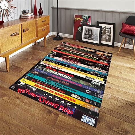 Nostalgic retro style rug vhs case themed horror movie room rug home ...