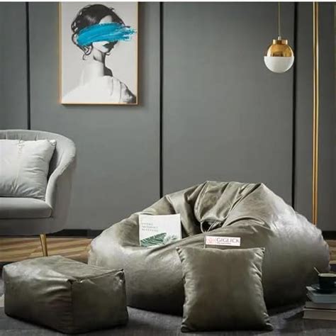 GIGLICK Premium Imported Soft Vegan Leather Bean Bag with Rectangular ...