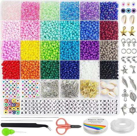 Redtwo 3400pcs 4mm Glass Seed Beads for Jewelry Bracelet Making Kit ...