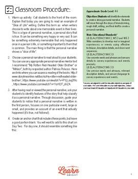 Image result for Personal Narrative Lesson