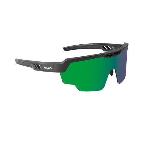 SASA Raptor Matte Black Frame Green Revo Lens Sports Sunglasses ...